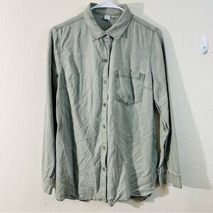 Old Navy Long Sleeve Button Down Shirt Women Medium Light Green Lightweight